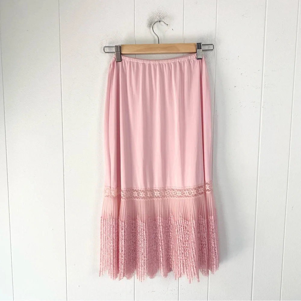 Vintage Van Raalte Light Pink Nylon Half Slip Lace Trim Small Coquette Fairycore - Picture 2 of 8